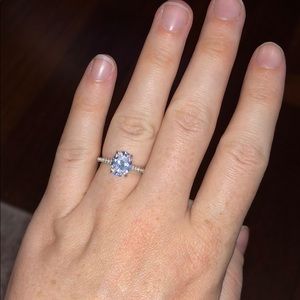 Oval cut diamond simulant CZ sterling silver ring